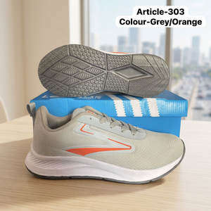 Zapatillas Deportivas Grises y Naranjas, Ligeras, con Cordones, Transpirables, de Malla, para Entrenamiento, para Hombre - Product Image 1