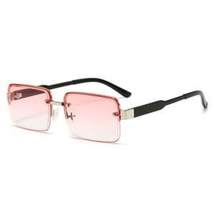 Lunettes de soleil vintage 2025 personnalisées avec logo, demi-montures carrées pour hommes et femmes, verres dégradés UV400, petites montures rectangulaires - Product Image 6