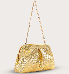 Borse a Spalla da Donna in <span class=keywords><strong>Oro</strong></span> 2026 all'Ingrosso, <span class=keywords><strong>Pochette</strong></span> di Lusso in Pelle PU Intrecciata, Borse a Tracolla da Sera Firmate per Donna - Product Image 1