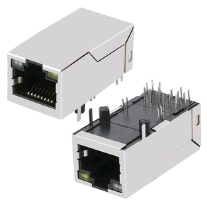 2250067-6 Single Port Tab Up Ethernet LED Shielded Cat5e CaT6 CaT7 PCB 8P8C Modular Jack Female Connector <strong>Socket</strong> RJ45 - Product Image 5