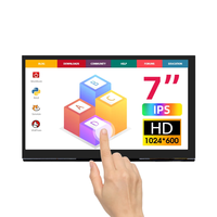 Layar Sentuh IPS HD Resistif 7 Inci-D 1024x600 Monitor Antarmuka IIC Kompatibel dengan Raspberry Pi/BB Hitam