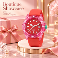 Montre mécanique automatique transparente en cristal personnalisée en usine, étanche 5ATM, bracelet en silicone lumineux, montre de sport pour homme