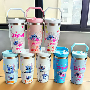 Cheap Wholesale 30oz Cartoon Luxury Thermal Cup Vacuum Straw Travel Drink Mug Insulated Stainless Steel Tumbler with Handle - Product Image 3