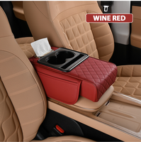 Accessoires d'intérieur de voiture Boîte de rangement pour accoudoir en cuir Capacité de stockage du tissu Porte-gobelet à eau Assemblé Console centrale Pad