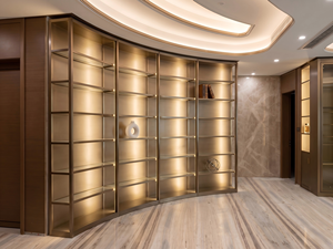 <span class=keywords><strong>Armoire</strong></span> de présentation intérieure en acier inoxydable, sur mesure, avec cadre métallique brossé, étanche et antirouille - Product Image 5