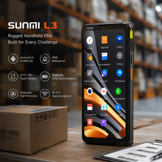 Sunmi L3 Android 14 Rugged Handheld PDA Barcode Scanner Mobile Data Collector for Warehouse Logistics Inventory Management