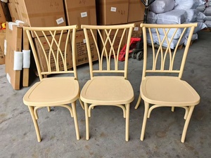 Natural Color Factory Wholesale Price <b>Plastic</b> Veneer Rattan Cross Back <b>Chairs</b> Disassemble Event Party Wedding <b>Chairs</b> - Product Image 2
