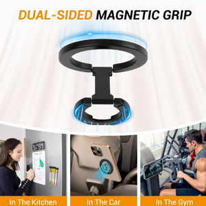 Support de téléphone magnétique double face en alliage d'aluminium 360 ° Smart Tracking Support de téléphone pliable pour les doigts Compatible <span class=keywords><strong>iPad</strong></span> pour l'utilisation au lit - Product Image 4