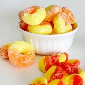 냉동 건조 도매상 과일 구미 복숭아 반지 구미 사탕