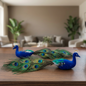 Adorno Decorativo con Forma de Pluma de Pavo Real Azul Verde, Decoración para el Hogar - Product Image 1