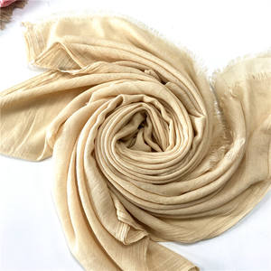 Pañuelo Hijab de Algodón con Efecto Arrugado, Color Sólido, para Mujeres Musulmanas, Temporada de Primavera, Transpirable, Suave al Tacto, Marca <span class=keywords><strong>Weiwei</strong></span>, 180x100cm - Product Image 3