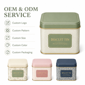 Petite boîte à biscuits carrée en métal, emballage personnalisé pour biscuits avec couvercle, vente en gros - Product Image 4