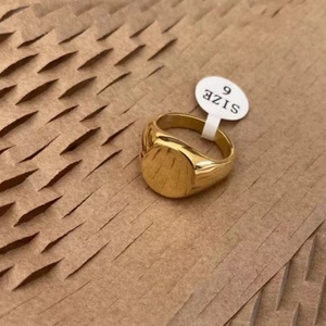 Gold Plated Stainless Steel Custom Name Engraved logo Heart Round Shape Signet Eternity <b>Ring</b> - Product Image 4