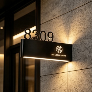 Custom Outdoor Waterproof Office Door Sign LED Backlit <strong>House</strong> Number Sign 3D Metal Aluminum Hotel Villa Door Address <strong>Plaque</strong> - Product Image 5