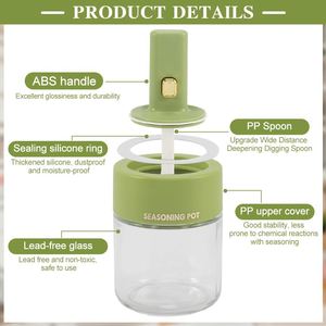 Kitchen Food Condiment Storage Glass Seasoning Box 9.3oz <b>Spice</b> <b>Jars</b> With Spoons and Lid - Product Image 2