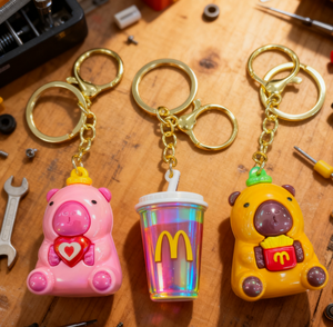 Spedizione veloce in PVC con moschettone a carattere religioso elettrolitico portachiavi lucente a tema cibo dell'orso per la decorazione della borsa alla moda - Product Image 2