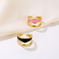 Bagues ouvertes de mariage en acier inoxydable multicolores, double couche, ajustables, plaquées or 18 carats, bijoux pour femmes