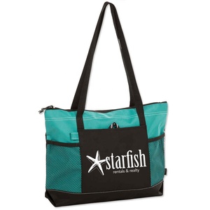 Eco Friendly Reusable Premium Multifunction Unisex Foldable 600D Polyester <strong>Zippered</strong> Shopping <strong>Tote</strong> <strong>Bag</strong> - Product Image 4