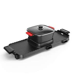 110V 两用火锅和电烧烤炉 - 不粘锅，适合在家制作韩式烧烤、涮锅、鱼和肉 - Product Image 1