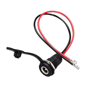 Conector Hembra de Alimentación CC 5.5x2.0-2.5mm 5521 25 para Montaje en Panel, Metálico, con Tuerca y Arnés de Cableado a Presión - Product Image 1