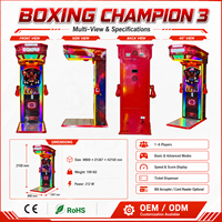 Jeu d'arcade interactif de boxe Neofuns Boxing Champion 3 avec modes de base et avancés, affichage des scores pour 1 à 6 joueurs et distributeur de tickets