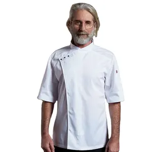 Checkeout Hot Sale Wit En Zwart Colour Chefs Jasje Voor Hotel En Restaurants Keukenwerk Dragen Chef-Kok Uniform En Chef-Koks Jas