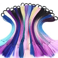 Parrucca Dreadlock con Coda di Cavallo, Colore Sfumato, 12 Piccole Trecce Intrecciate a Mano, Estensione Capelli Senza Cuciture, Personalità Unica
