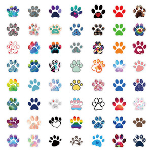 100PCS Mini estetico colorato cane gatto impronte simpatico cartone animato zampa stampa adesivo - Product Image 5