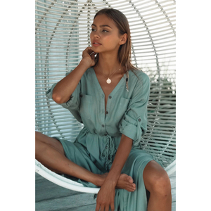Venta al por mayor de ropa de mujer de diseño único verde y blanco <span class=keywords><strong>camisa</strong></span> informal <span class=keywords><strong>falda</strong></span> <span class=keywords><strong>con</strong></span> cinturón - Product Image 6