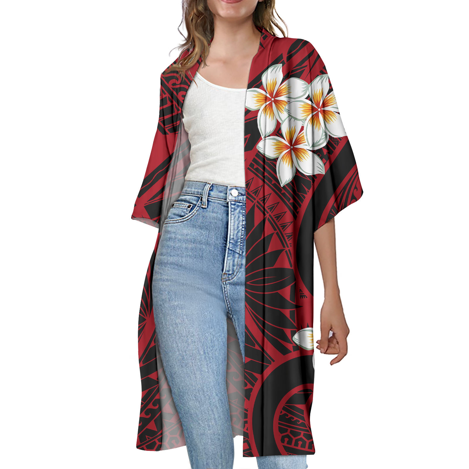 6XL Qualität Kimono Polynesian Samoa Loose Batwing Sleeve Beach