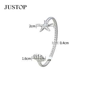 JUSTOP stainless steel Cuff <b>Bracelet</b> <b>Ball</b> Design Unisex Alloy Bangle Classic Style 0.75cm Sphere Ends - Product Image 6