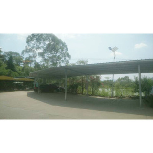 Abri de voiture en acier, structure en acier galvanisé, revêtement en poudre, toit plat, pour 2 voitures, solution de stationnement extérieur imperméable - Product Image 1