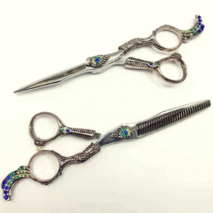 Ciseaux de coiffure professionnels 6.0" Dragon Handle J2 en acier inoxydable japonais pour salon de beauté, lame émoussée pour effiler les cheveux - Product Image 1