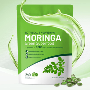 Gélules de Moringa Super Aliment Vert 6000mg/Portion Sans Gluten Ni Produits Laitiers Favorise le Sommeil, l'Énergie et les Articulations Compléments Alimentaires Nourrissants - Product Image 1