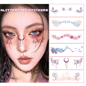 สติกเกอร์สักลายหน้าแบบกลิตเตอร์ ใช้ครั้งเดียว ลอกออกได้ กระดาษสีสำหรับตกแต่งหน้า สำหรับงานปาร์ตี้ แต่งหน้ามืออาชีพ - Product Image 2