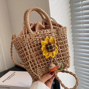 <span class=keywords><strong>Sac</strong></span> en paille de coton style frais pour femme, nouveau <span class=keywords><strong>sac</strong></span> à main tissé 2026, <span class=keywords><strong>sac</strong></span> seau <span class=keywords><strong>bandoulière</strong></span> polyvalent pour vacances printanières à la plage - Product Image 6