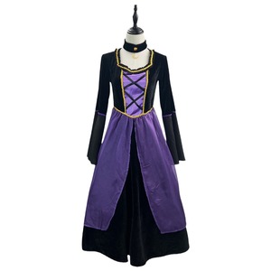 Purple Witch Costume Dress With Hat And Necklace For Halloween Cosplay Performance Adult Size - Product Image 5