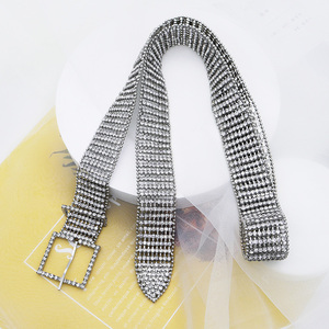 Cinturón con Hebilla Cuadrada de Pedrería, Accesorios de Moda para Mujer, Cadena para la Cintura para Bodas y Banquetes - Product Image 6
