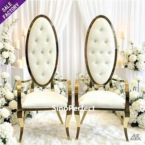 Factory Custom High Back Golden Frame White Cushion Bride Groom Wedding Ceremony <b>Chair</b> Bride and Groom Table and <b>Chair</b> - Product Image 1