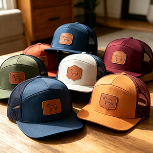 Casquettes Snapback et Casquettes Trucker Noires Structurées à 7 Panneaux pour Adultes, 100% Coton, avec Logo Brodé 3D Personnalisé et Appliqué, Haute Qualité, Vente en Gros - Product Image 6