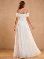 Robes de mariée en mousseline à épaules dénudées, robe blanche longue en mousseline pour femme, robe de soirée sur mesure longueur ras du sol, robe de mariée