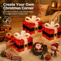 Weihnachtsmann Geschenkbox Ornament Stimmungslicht 50LED Batteriebetrieben & Ferngesteuert IP44 Außenbeleuchtung Dekorative Lampe