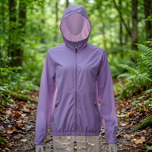 Chaqueta Cortavientos Reflectante con Capucha, Color Morado Claro, Cierre de Cremallera, Corte Regular, Estilo Casual, Unisex, Poliéster - Product Image 3