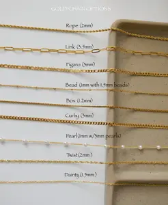 Penjualan laris tali emas murni/Figaro/memutar/rantai kotak Au585 kalung emas asli 14K perhiasan rantai emas padat kalung grosir