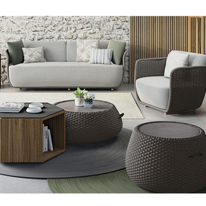 Pequeño espacio de 5 piezas de mimbre 2 + 1 + 1 de mimbre al aire libre muebles de sofá moderno conjunto de diseños - Product Image 4