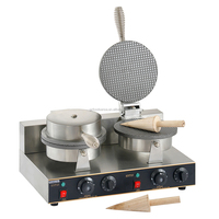 Machine électrique commerciale de fabricant de cône de gaufre de double plaque nouvelle machine de gaufrier de forme de cône rond de crème glacée de prix de gros