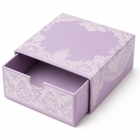 Boîte à tiroir en dentelle violette personnalisée de luxe avec logo, emballage cadeau rigide en carton pour bijoux et cosmétiques, estampage à chaud, vernis sélectif UV, écologique, en gros