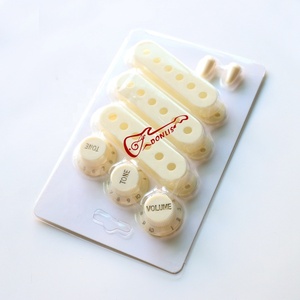 Donlis <span class=keywords><strong>Vintage</strong></span> White Single Coil ST Guitar Pickup Cover and Knob Light Cream Set in Plastic Case with Paper Card Package - Product Image 5