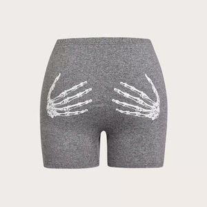 <span class=keywords><strong>Pantaloncini</strong></span> da ragazza alla moda a vita alta <span class=keywords><strong>pantaloncini</strong></span> sportivi elasticizzati in maglia con stampa stile sportivo traspirante colorati per il Fitness - Product Image 6