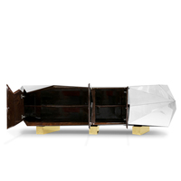 Meuble de salle à manger contemporain en métal, buffet de cuisine Diamond avec finition en feuille d'or et dégradé brun translucide